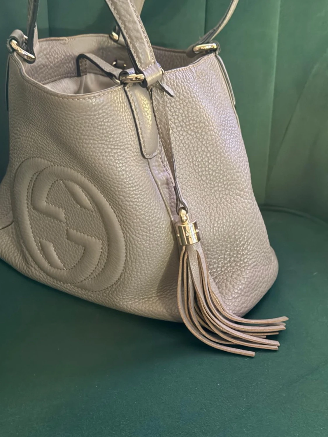 Grå Gucci Soho handväska i läder - 1