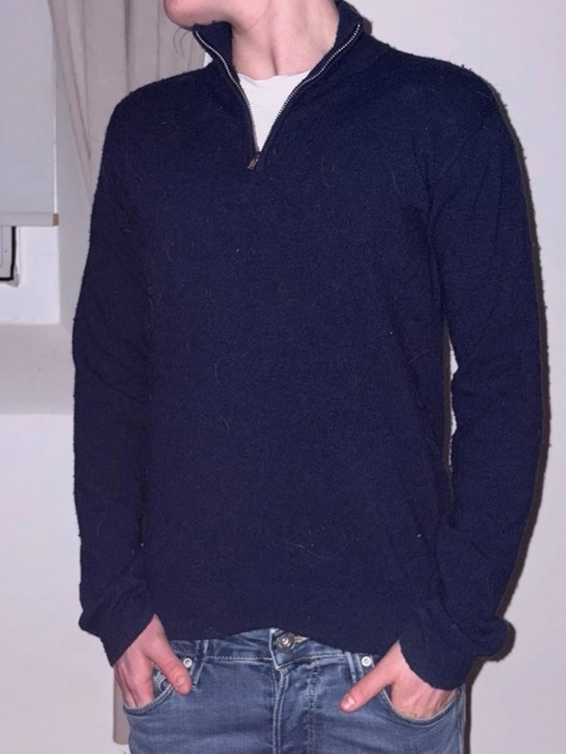 Mörkblå halvzip tröja - 1