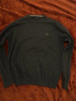 Pullover från GANT - Blågrå pullover från GANT med rund halsringning och diskret broderad logga på bröstet. Tröjan har långa ärmar och ribbade muddar vid ärmslut och nederkant. Den är mer blå än grå i verkligheten. Nypris 1199kr, nyskick och aldrig använd.