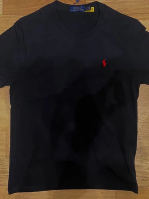 Svart t-shirt från Polo Ralph Lauren - Klassisk svart t-shirt från Polo Ralph Lauren med röd broderad logga på bröstet. T-shirten har rund halsringning och korta ärmar. Tillverkad i mjuk bomull för en skön och stilren look.