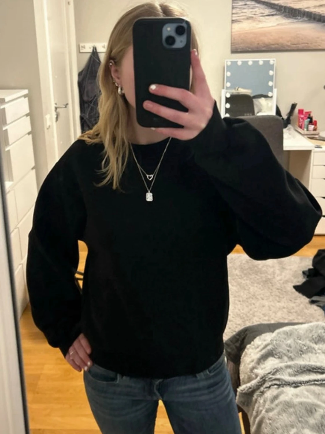 Svart oversized sweatshirt - 1