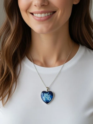 Halsband tigerungar - Halsband med tigerungar hjärthänge. Glasöverdrag.Inkl. kedja. Berlock 3 cm× 2,3 cm.