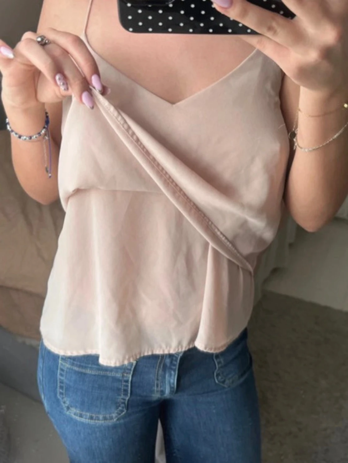 Ljusbeige linne med smala axelband - 3