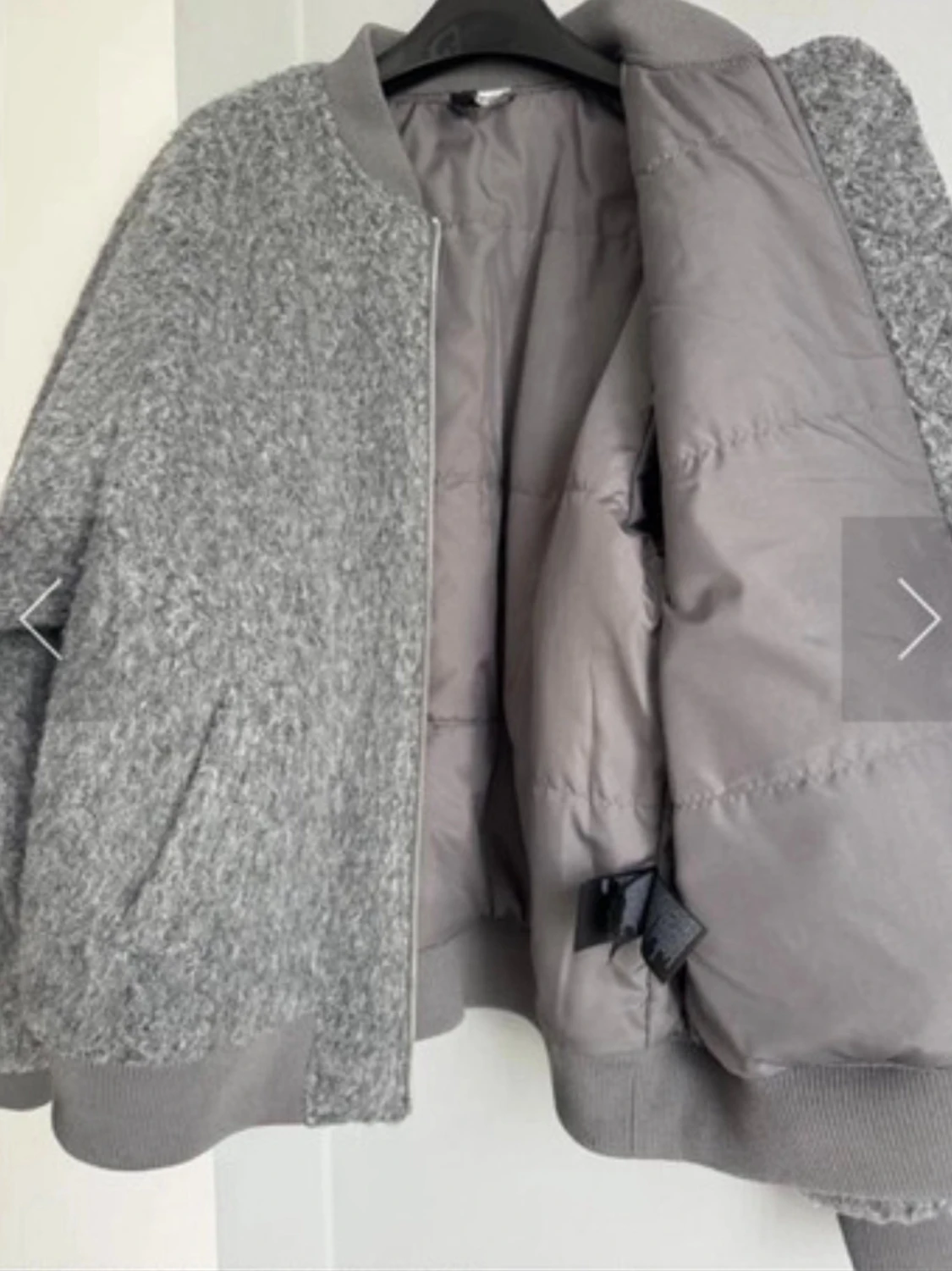 Grå bomberjacka i teddy från HM - 2