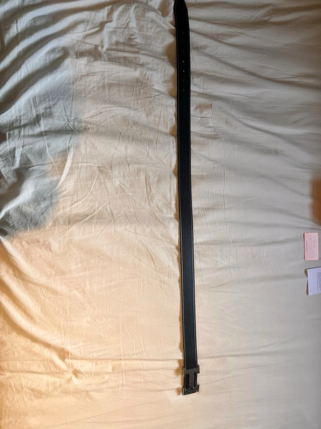 Svart Herms bälte med silver H-spänne - 2