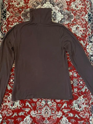 Brun polotröja med långa ärmar - Mörkbrun polotröja i mjukt och stretchigt material. Tröjan har en hög polokrage och långa ärmar, perfekt för lager på lager. Enkel och stilren design utan synliga loggor eller mönster.