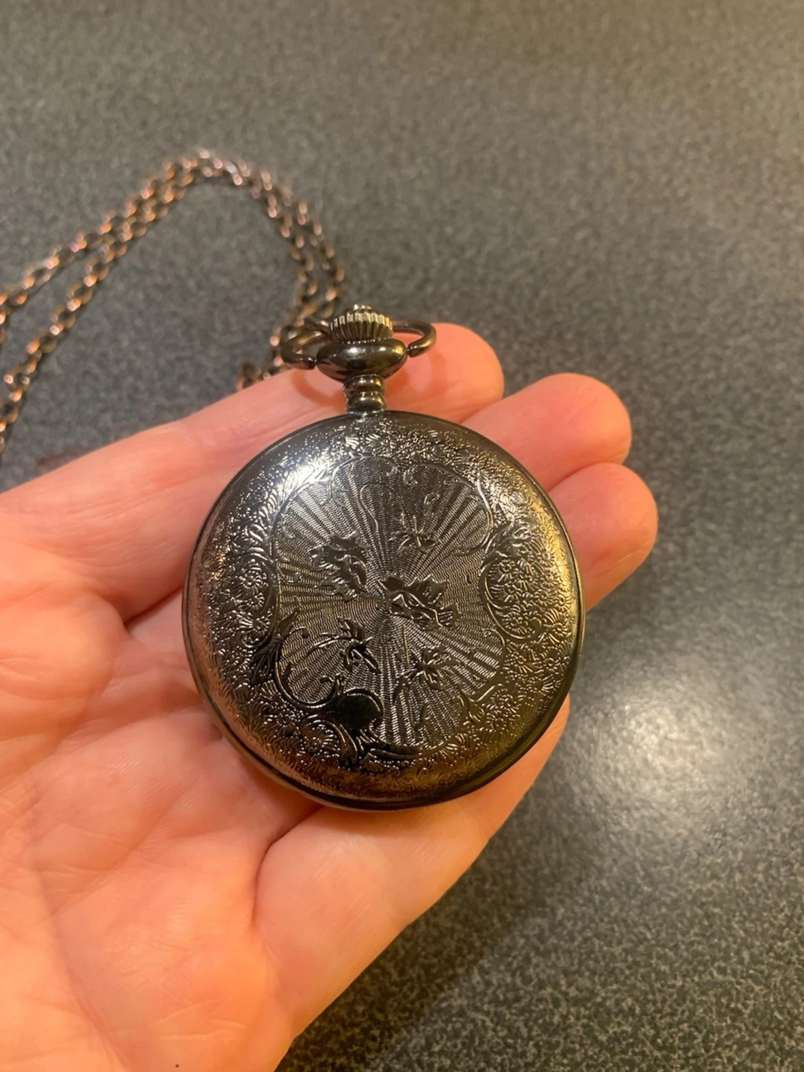 Vintage silverfärgad klocka med kedja - 1