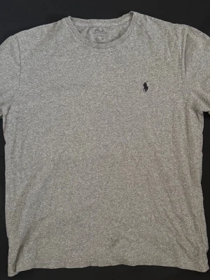 Grå t-shirt från Polo Ralph Lauren - Klassisk grå t-shirt från Polo Ralph Lauren med rund hals och diskret logga broderad på bröstet. Tillverkad i mjuk bomull och har en normal passform. Perfekt basplagg för en clean och enkel stil.