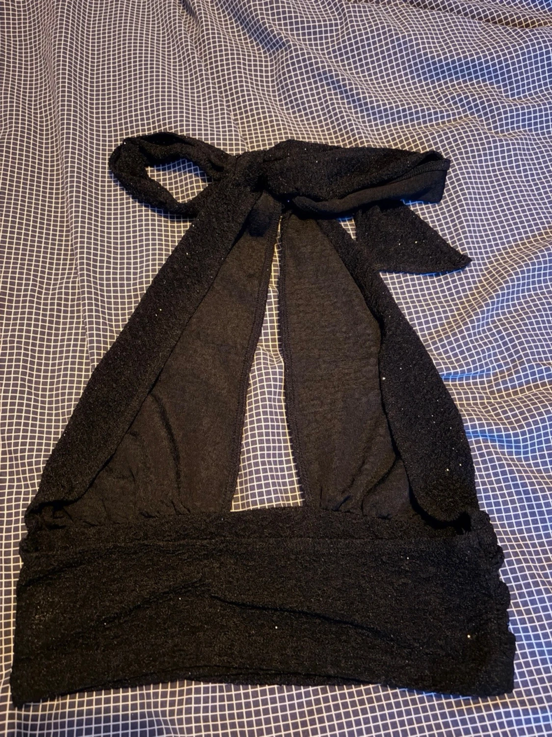 Svart glittrig halterneck topp - 1