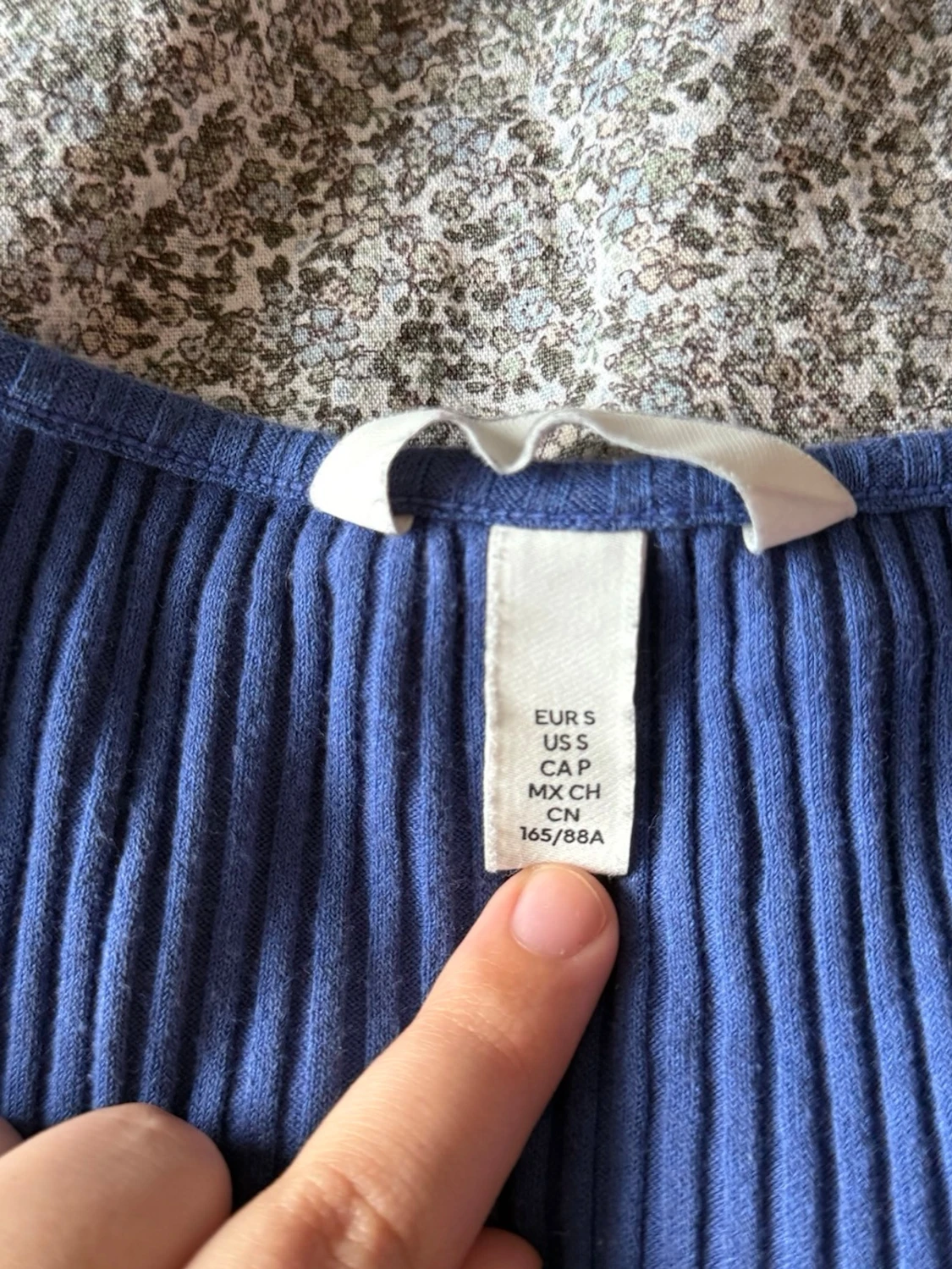 Blå ribbad långärmad topp H&M - 1