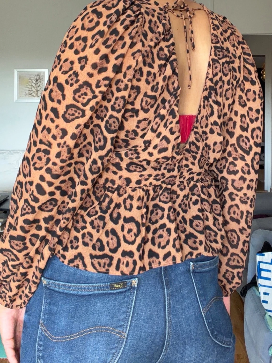 Leopardmönstrad blus med v-ringning - 1