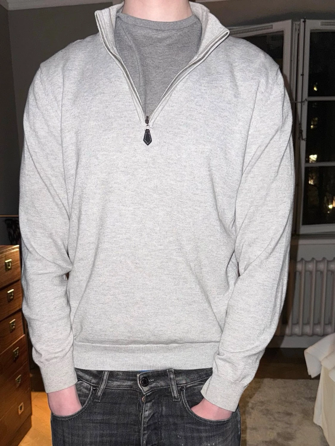 Ljusgrå stickad tröja från Alan Paine - 3