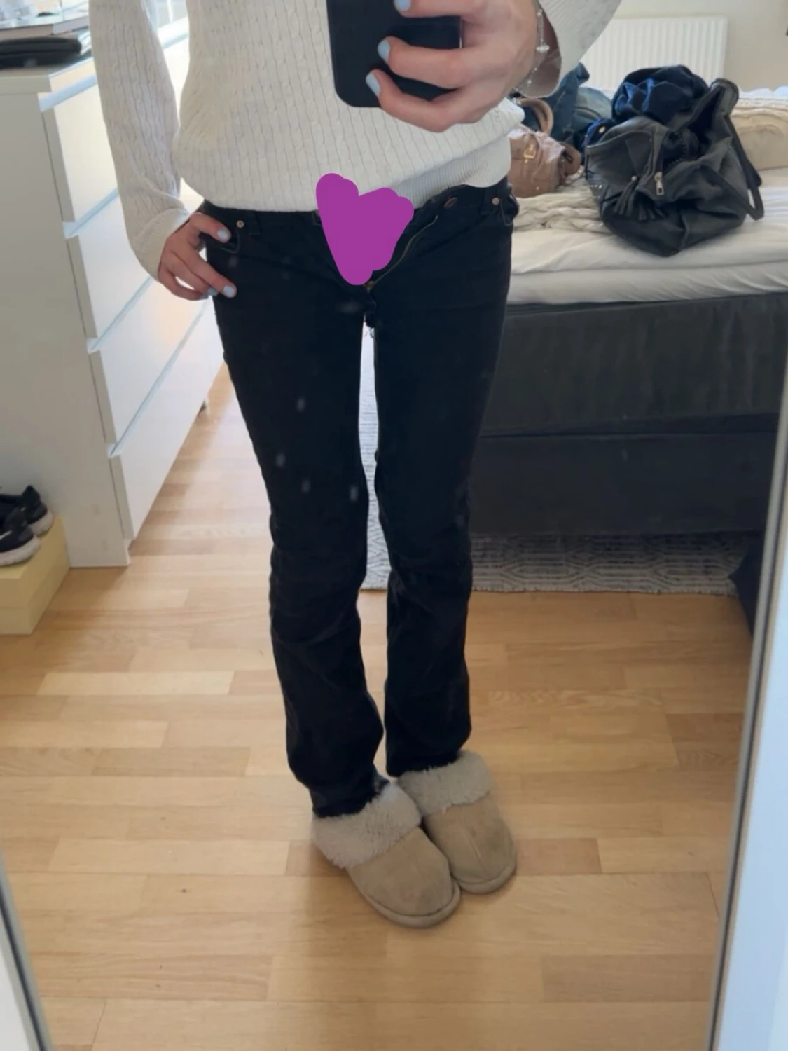 Svarta lågmidjade jeans - 2