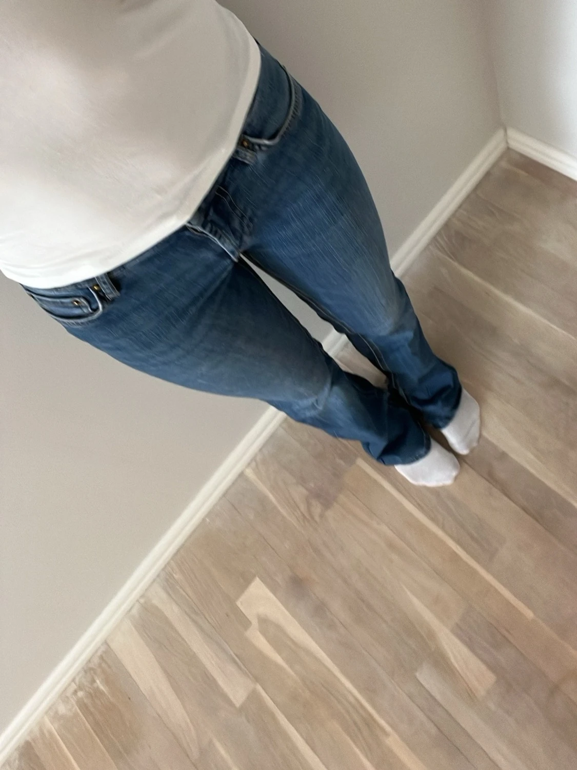 Blå bootcut jeans med låg midja - 1