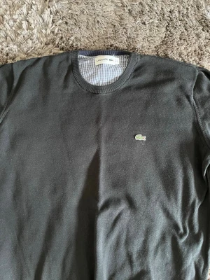 Mörkgrå tröja från Lacoste - Snygg mörkgrå tröja från Lacoste med klassisk rund halsringning och den ikoniska gröna krokodilloggan broderad på bröstet. Tröjan är i mjukt material och har ribbade muddar vid halsen. Perfekt för en clean och stilren look.