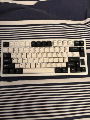 Chilkey ND75 tangentbord  - Säljer mitt Chilkey ND75 då det tyvärr inte längre används. Tangentbordet är i mycket fint skick och fungerar utan problem. Detta är ett stilrent och högkvalitativt 75% mekaniskt tangentbord med kompakt layout - perfekt för både gaming och skrivande. Info: • 75% layout (kompakt med piltangenter) • ANSI / QWERTY layout • Aluminiumchassi • Hot-swappable switches • RGB-belysning • Trådlöst + kabel (tri-mode) Köpt från MaxGaming för ca 1490 kr. Skicka DM vid intresse - öppen för prisförslag. 