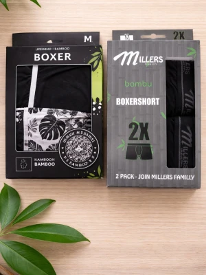 2st 2pack boxer kalsonger i storlek M - 2 stycken Tvåpack svarta boxerkalsonger från Millers och lifewear  i mjukt och hållbart bambumaterial. Klassisk passform med resår i midjan