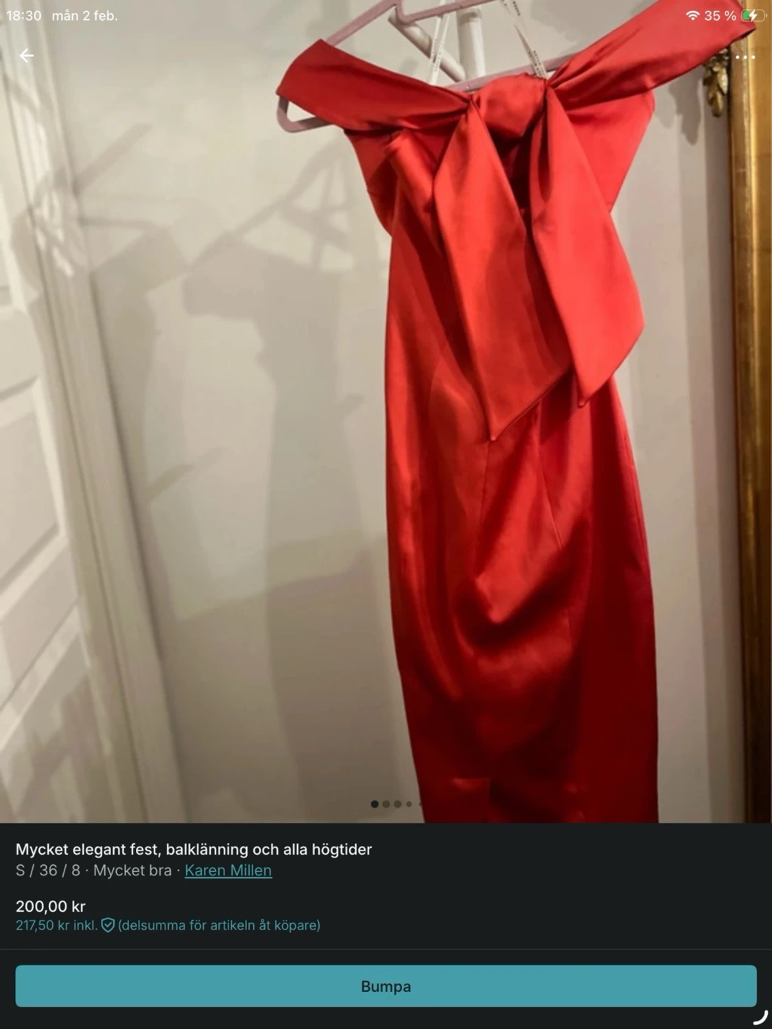 Röd offshoulder klänning Karen Millen