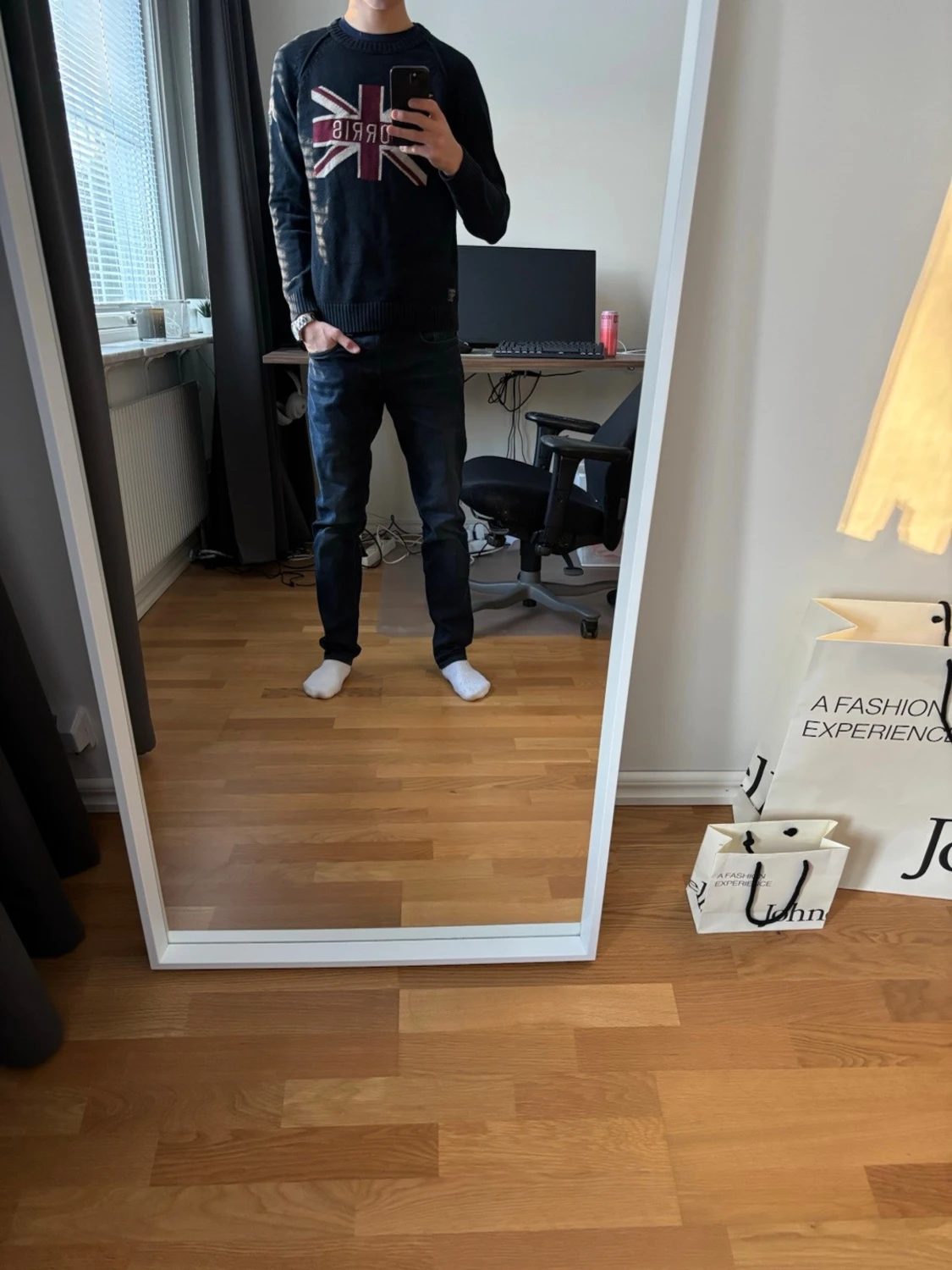 Mörkblå/svart stickad tröja Morris - 3