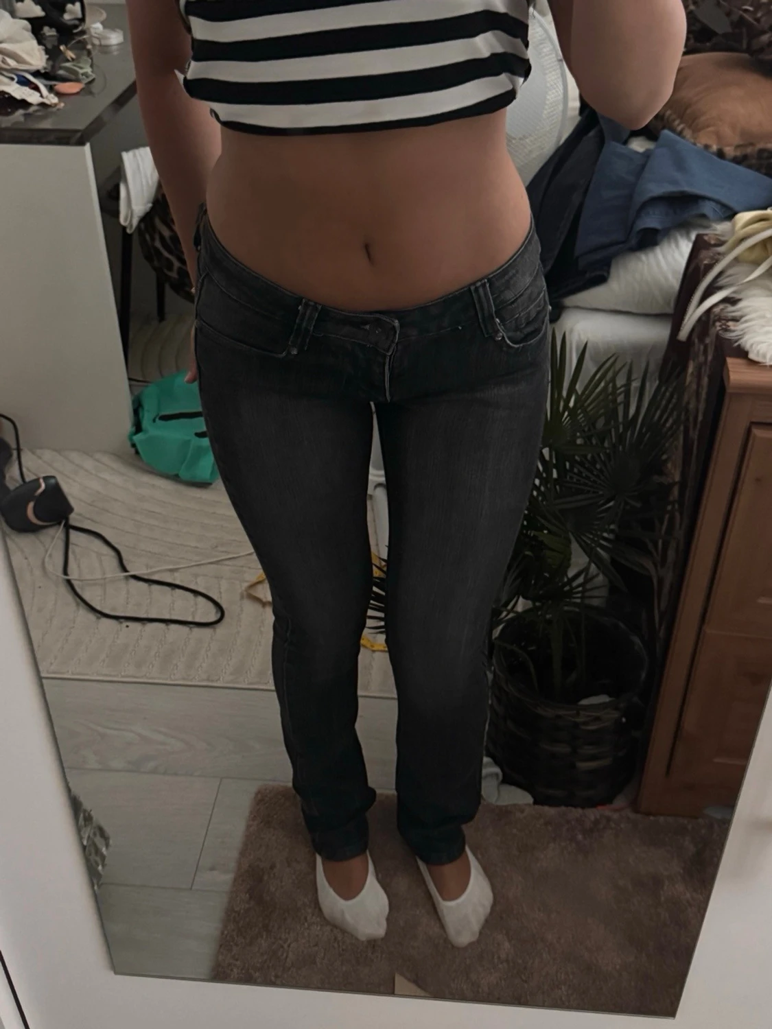 Lågmidjade jeans gråa och blåda - 1