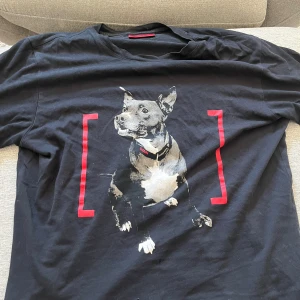 Svart t-shirt med hundtryck Hugo Boss - Svart t-shirt från Hugo Boss.  Finns tecken på användning 