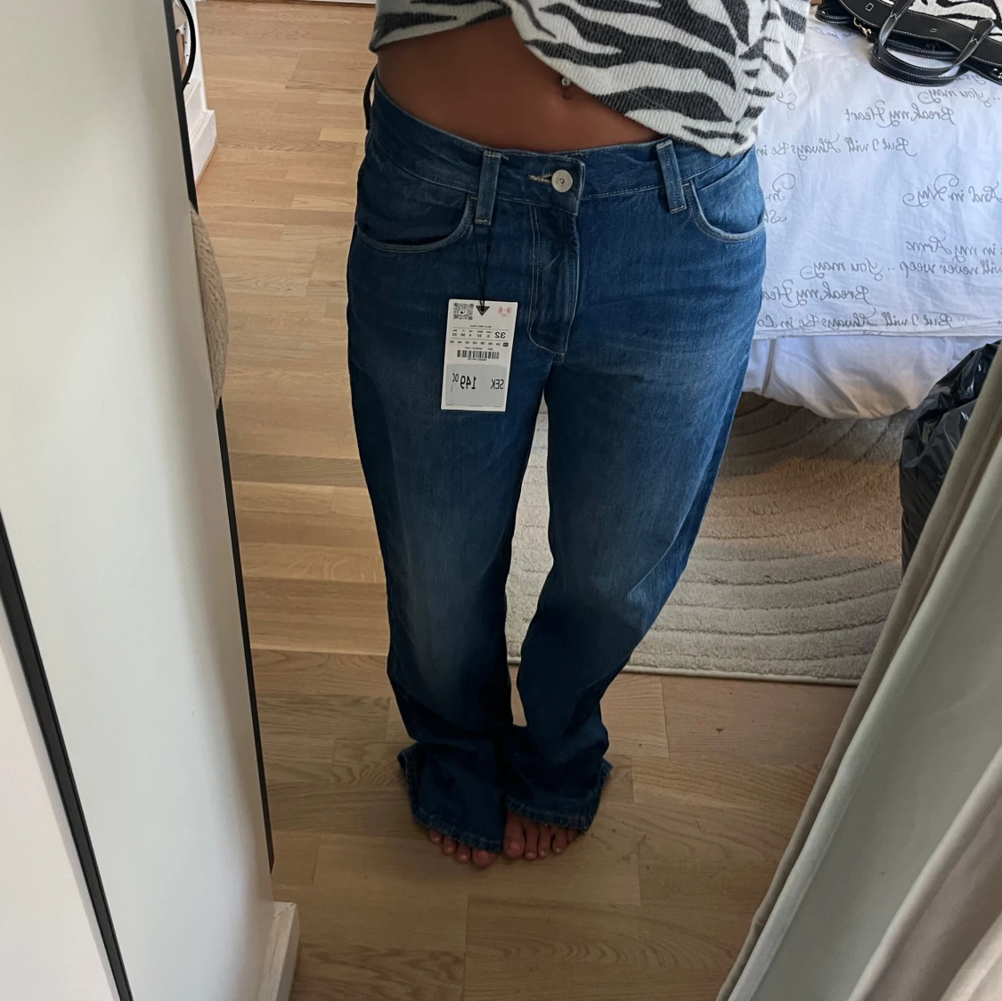 Blå raka jeans från zara - 1