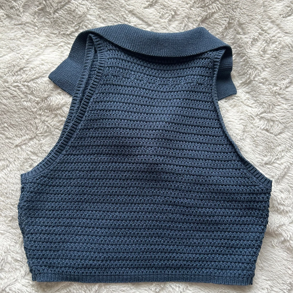 Blå stickad croppad linnetopp Zara - 2