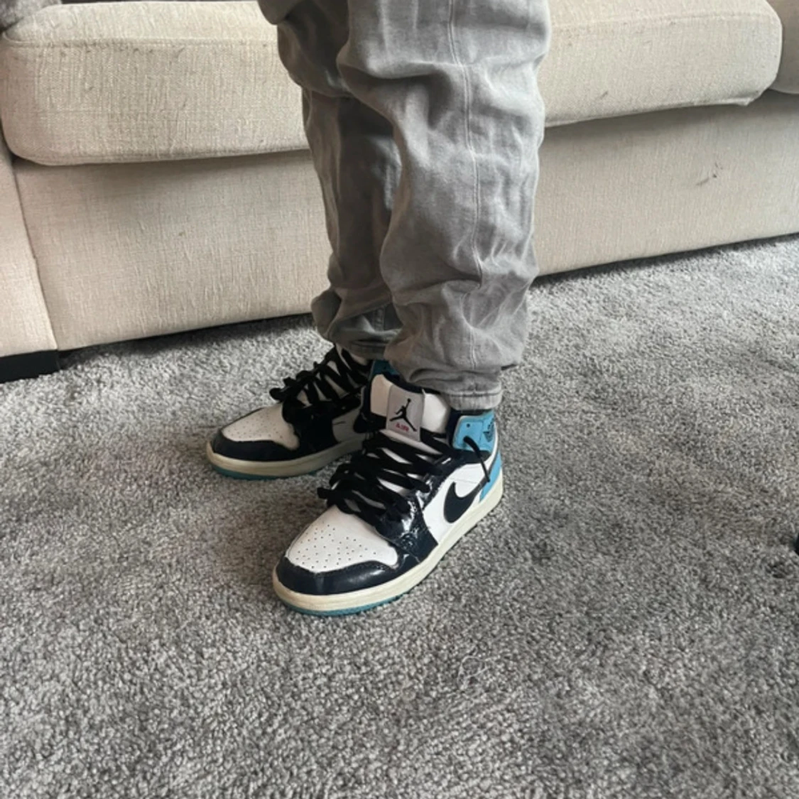 Nike Air Jordan 1 Mid blå/vit - 1