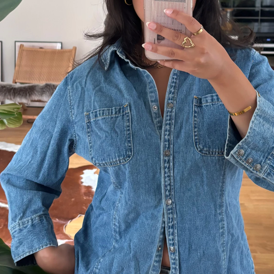 Klassisk jeansskjorta med fickor - 2