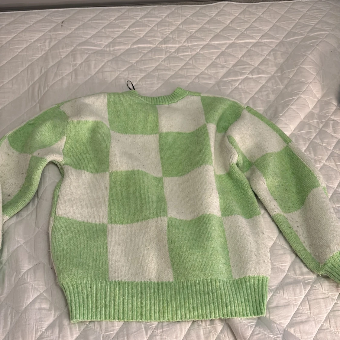 Grönvit rutig stickad tröja H&M - 2