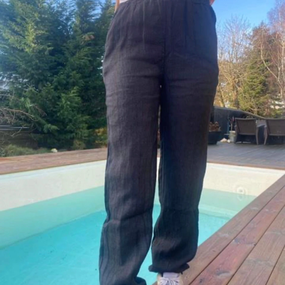 Svart randiga linnebyxor - 2