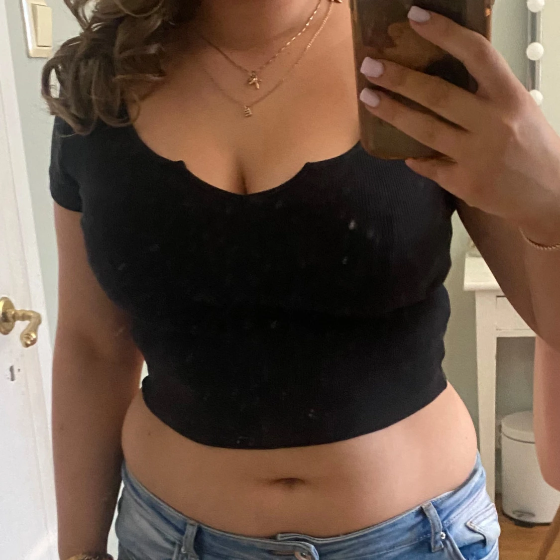 Svart croppad topp