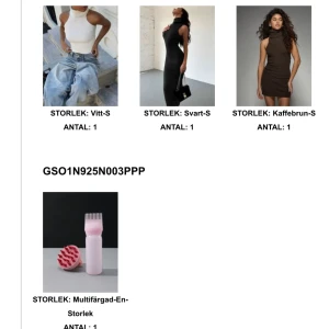 O öppnat SHEIN paket  - VÄRDE: 450kr-Säljer ett o öppnat SHEIN paket, fick 2 beställningar, 1 brun klänning med bar rygg och polo krage, en pola svart lång tight klänning ner till fötterna, (passar mig som är 168) ribbad biege vit polo topp, en skalp oil kit, samt silkes mössa som ej syns i bild i baby rosa. SKRIV FÖR MER BILDER.