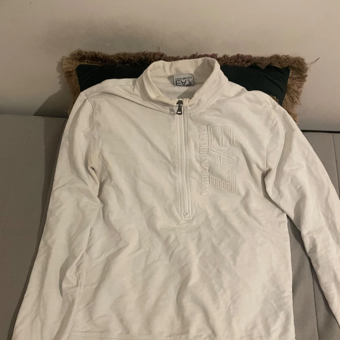 Vit EA7 långärmad tröja med half zip - 3