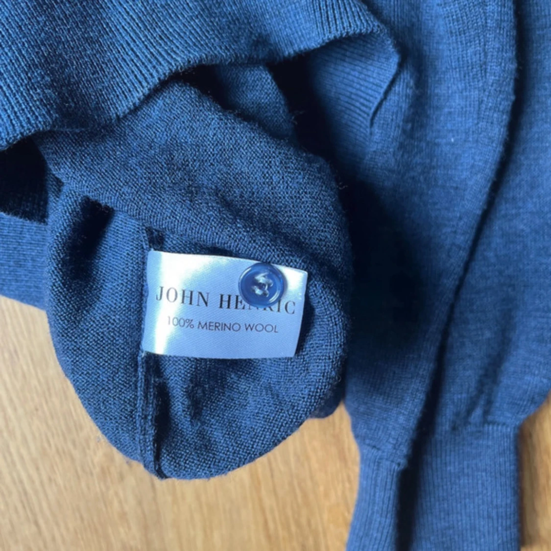Blå merinoull pikétröja John Henric - 2