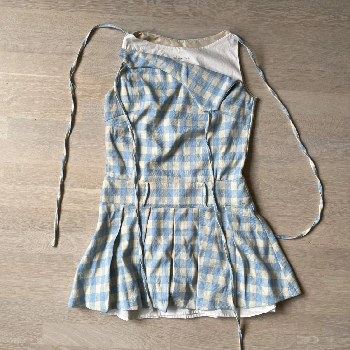 Blåvit rutig kortklänning NS76 - 3