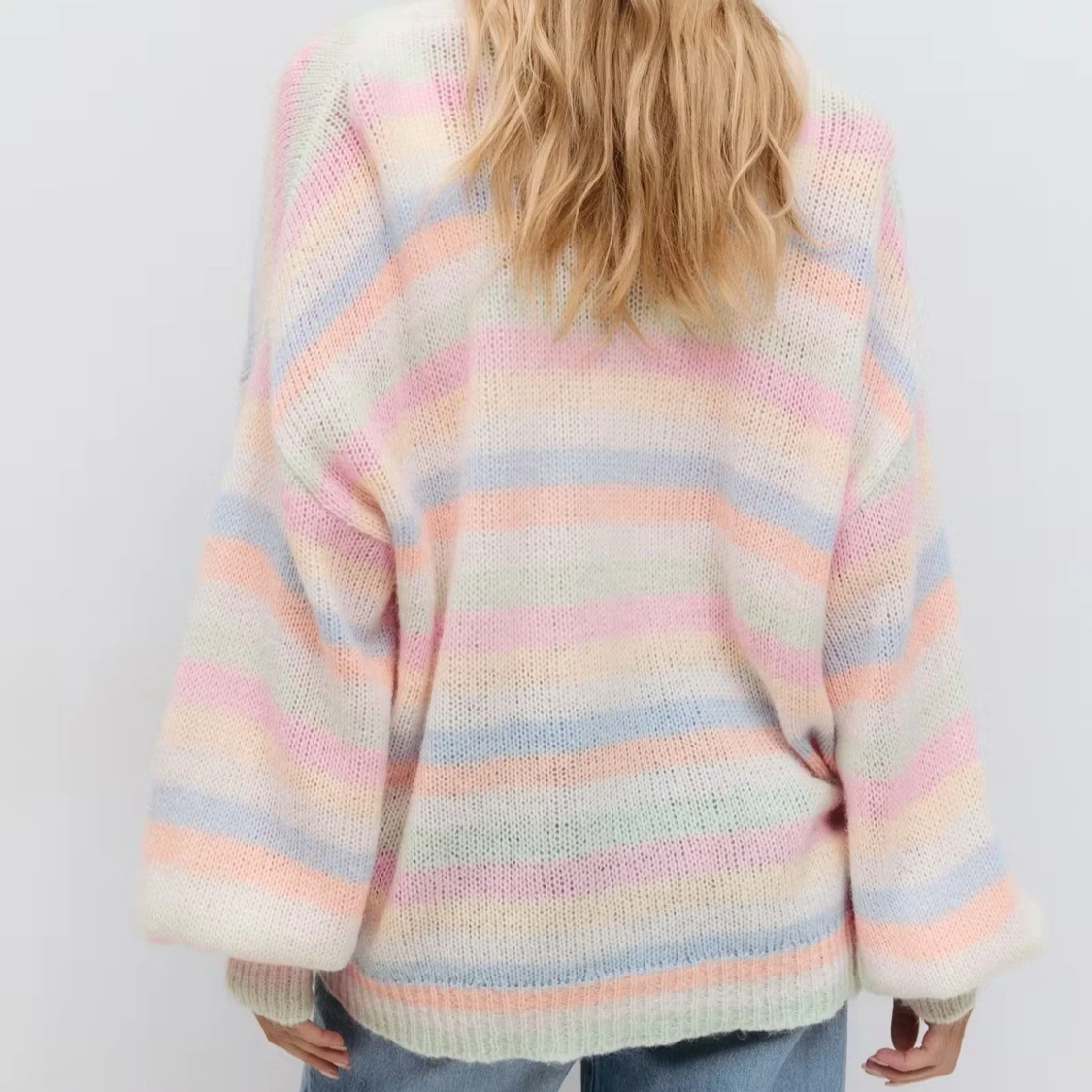 Pastellrandig kofta med knappar - 1