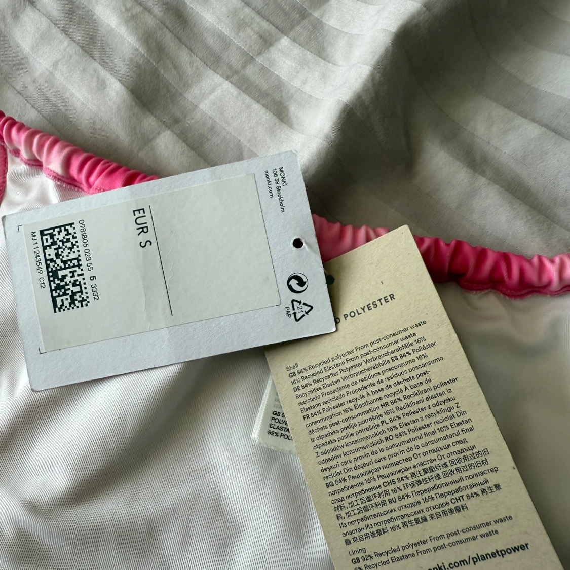 Rosa och vit bikiniunderdel från monki - 1