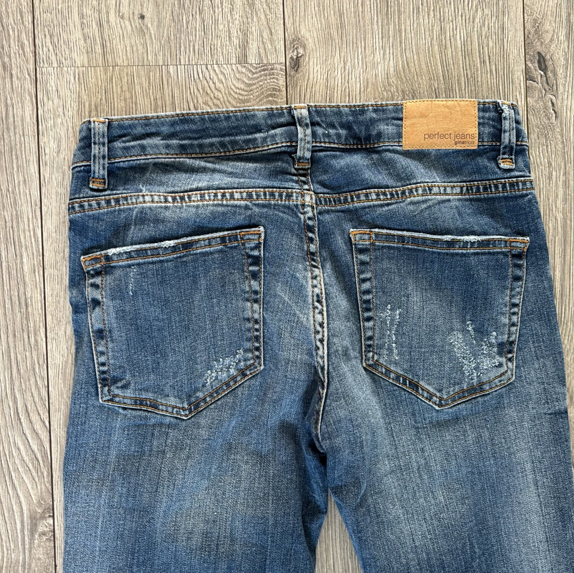 Blå bootcut lågmidjade jeans - 3