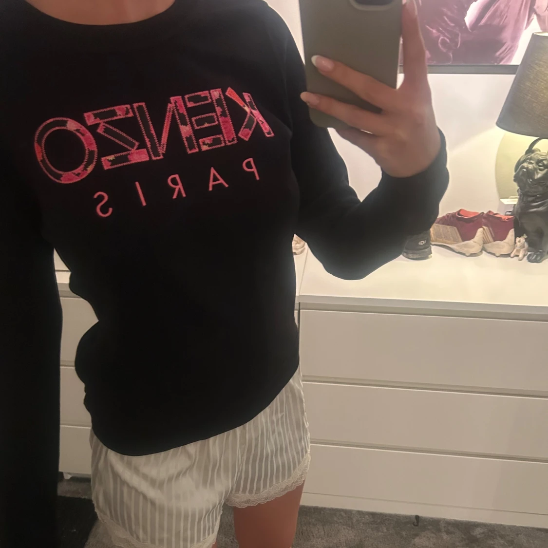 Svart Kenzo sweatshirt med rosa tryck