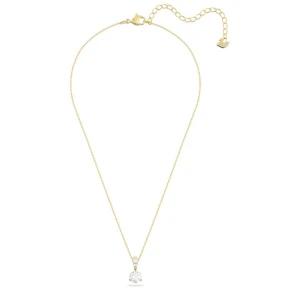 Guldhalsband med gnistrande sten - Elegant halsband i guld med tunn kedja och rund, glittrande vit sten som hänge. Hänget har extra små stenar ovanför den stora stenen för extra bling. Perfekt för dig som gillar stilrena och lyxiga smycken med lite extra shine.