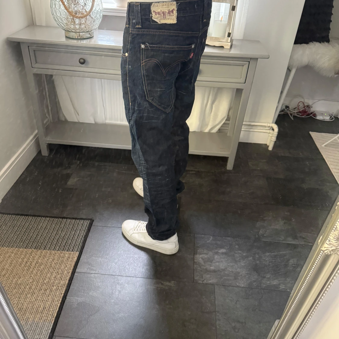 Levi's 504 mörkblå jeans straight fit, vintage  - 1
