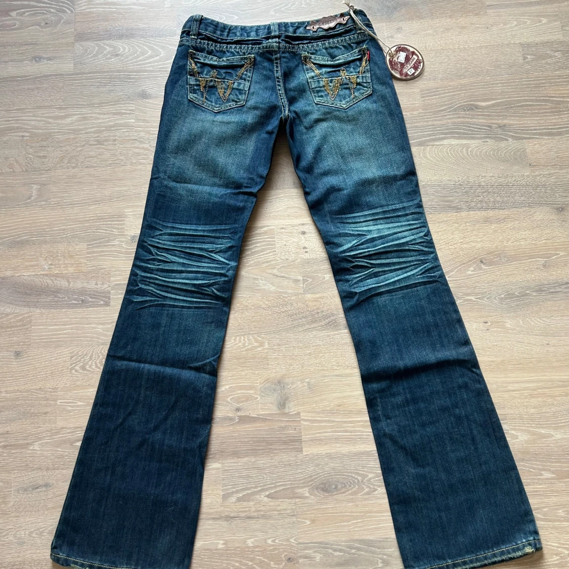 Blå lågmidjade bootcut jeans - 1