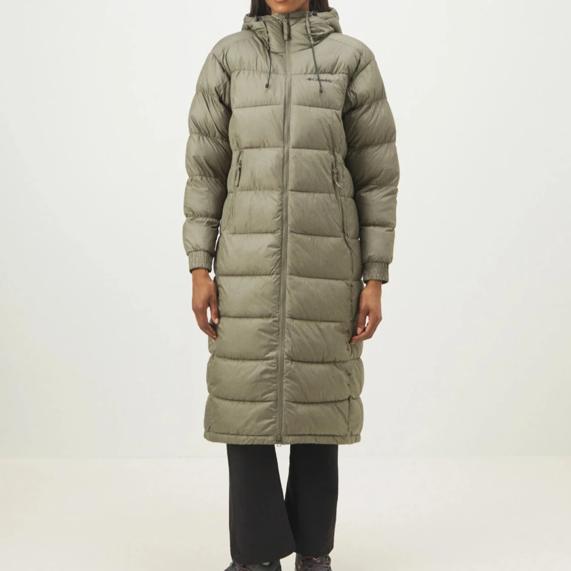 Olivgrön lång dunjacka - 1
