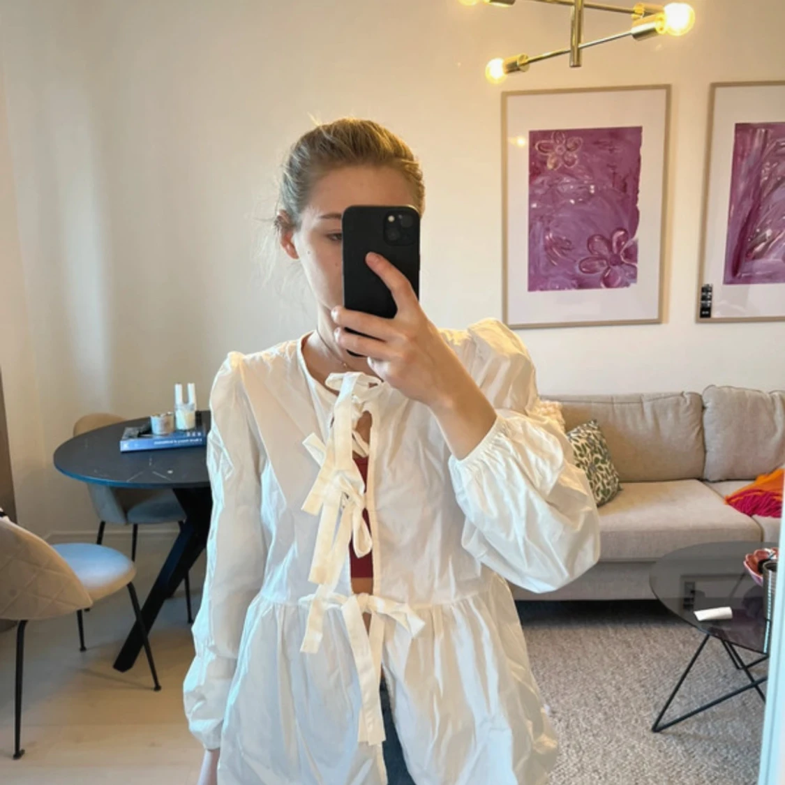 Vit overshirt med knytband