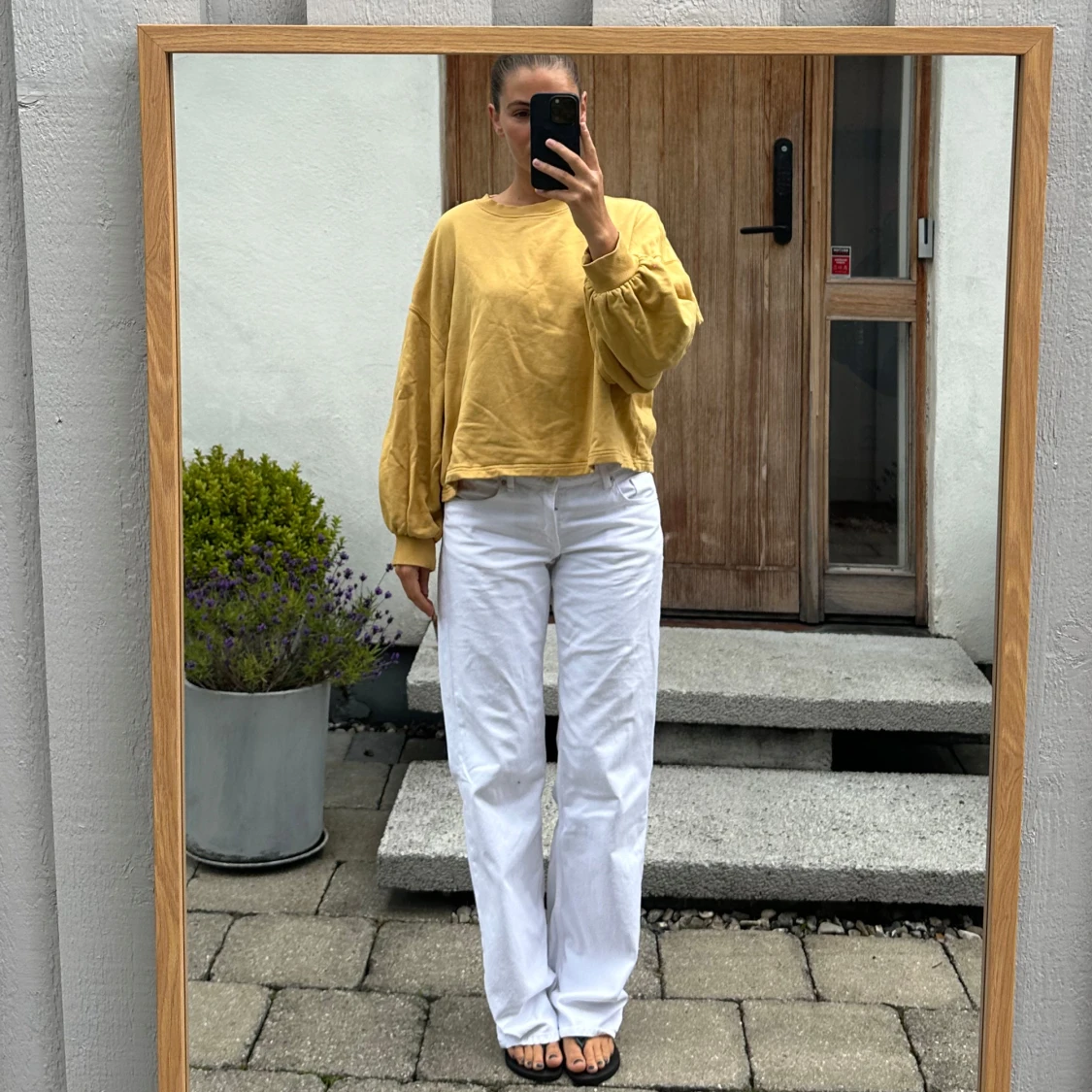 Gul oversized sweatshirt med ballongärm - 1