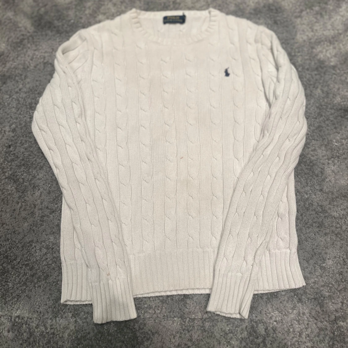 Vit kabelstickad tröja Polo Ralph Lauren