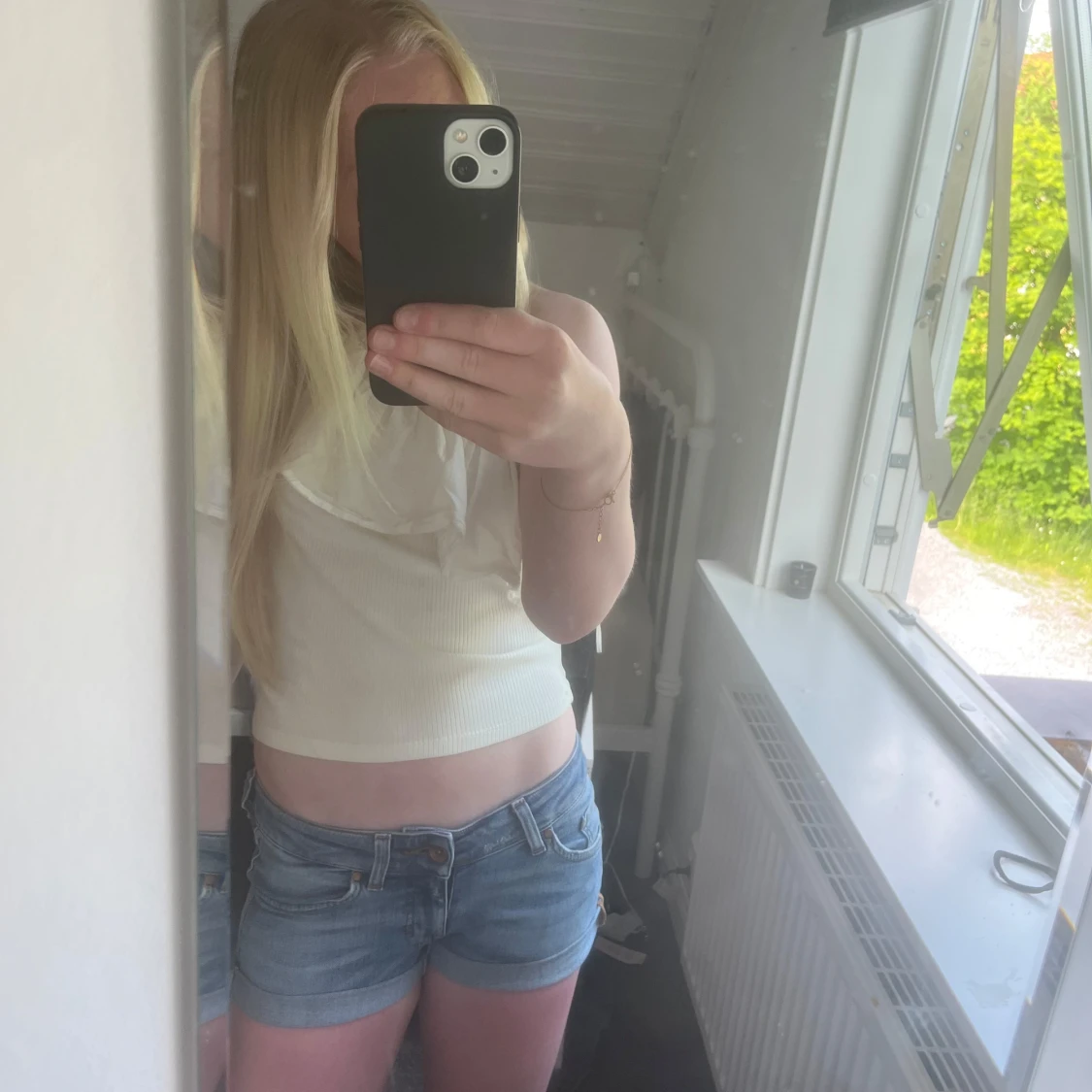 Blå jeansshorts lågmidjade - 1