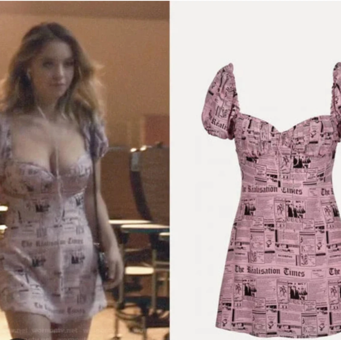 Réalisation Par tidningsmönstrad klänning - 2