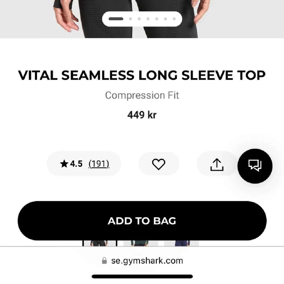 Svart långärmad compression shirt Gymshark - 1